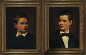 Portraits Der Jungen Sohne Von Theodor Pixis (+ Another; Pair) by Theodor Pixis