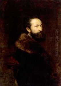 Portrat Eines Mannes In Pelz Verbramtem Mantel (self Portrait?) by Theodor Pixis