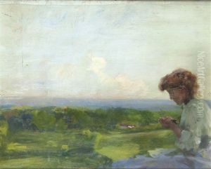 Paesaggio Con Figura Femminile by Oreste Pizio