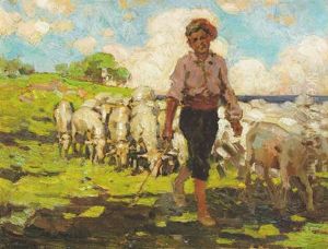 Pastor Con Rebano by Alberto Pla y Rubio