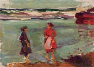 Mujeres En La Playa by Cecilio Pla