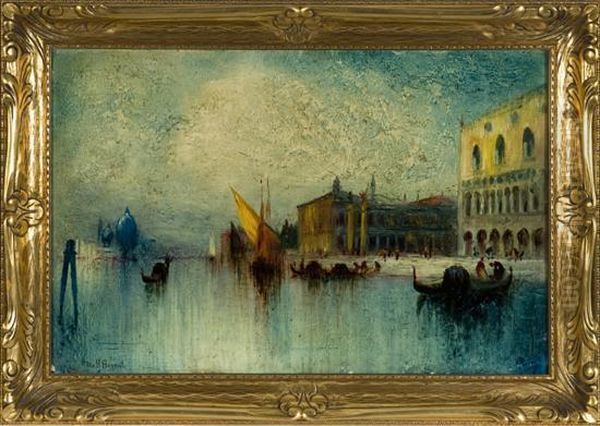 Venetian Scene With Gondolas. - view 1