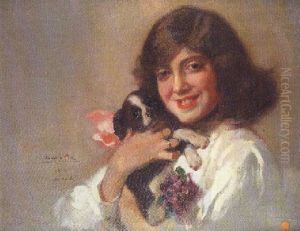 Cristina Pla Con Un Perrito by Cecilio Pla