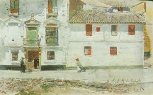 A Street Scene In Granada by Cecilio Pla