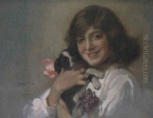 Cristina Pla Con Un Perrito by Cecilio Pla