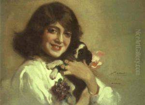 Cristina Pl Con Un Perrito by Cecilio Pla