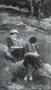 Leyendo En El Bosque by Cecilio Pla