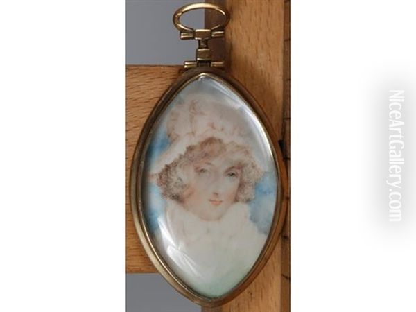 Portrait D'une Jeune Femme En Robe Et Chapeau De Dentelle Blanche - view 1