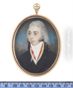 A Gentleman, Wearing Blue Coat With Black Collar, Yellow Waistcoat, Red Solitaire, White Chemise And Tied Gauze Stock, His Hair Worn Powdered And Long A Gentleman, Wearing Blue Coat With Black Collar, Yellow Waistcoat, Red Solitaire, White Chemise And Tied Gauze Stock, His Hair Worn Powdered And Long