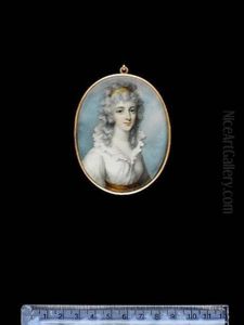 A Lady, Wearing White Dress With Frilled Collar And Orange Sash, Her Curled And Powdered Hair Worn Long And Dressed With An Orange Bandeau A Lady, Wearing White Dress With Frilled Collar And Orange Sash, Her Curled And Powdered Hair Worn Long And Dressed With An Orange Bandeau