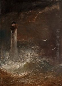 Lighthouse In Storm by Arnold Abraham Plagemann