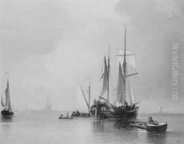 Dutch Vessels Off The Coast In A Calm - view 1