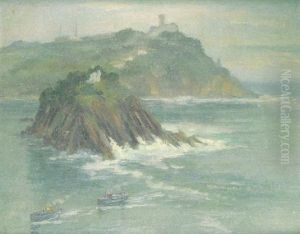 El Monte Igueldo Y La Isla De Santa Clara, San Sebastian by Francisco Planas Doria