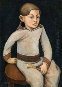 Junge Mit Jahrmarktstrompete by Viktor Planckh