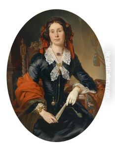 Bildnis Anna Reitter Geb. Lorenz (1815-1881) Mit Rotem Tuch