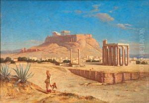 View Of The Acropolis With The Temple Of Olympeus Zeus