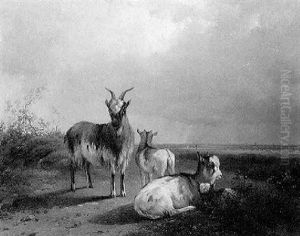 Goats In A Landscape by Pieter Plas