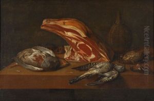 Gibier, Cruche Et Jambon Sur Une Table