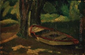 Barca Al Borde Del Bosque by Emilio Boggio