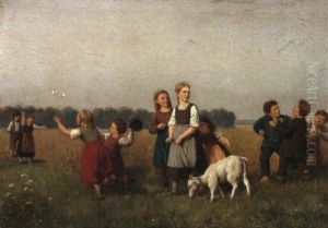 Spielende Kinder Auf Dem Lande by Moriz Plaschke