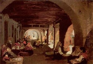 Escena En El Mercado De Galicia by Casto Plasencia