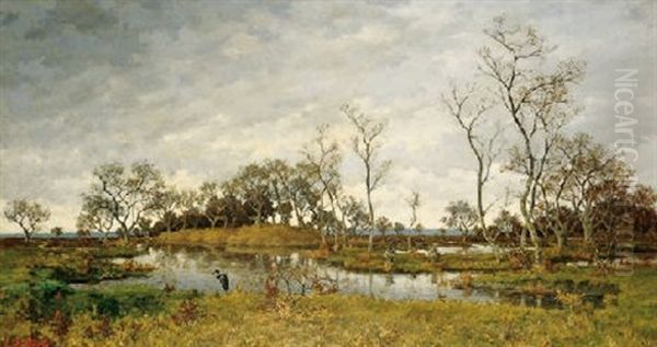 Paysage De Marais Au Heron - view 1
