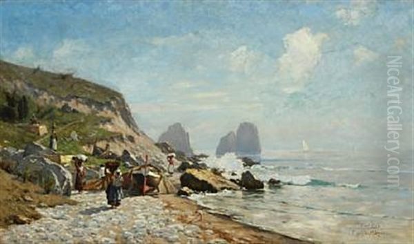 Coastal Scenery From Capri With The Faraglioni Cliffs In The Background - view 1