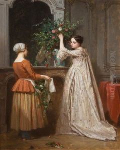 Arranging The Bouquet, 1853 by Antoine Emile Plassan