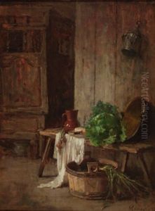 Interieur Mit Stillleben by Antoine Emile Plassan
