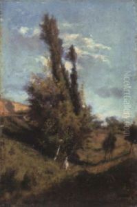 Sommerlandschaft Mit Naschender Ziege Sommerlandschaft Mit Naschender Ziege