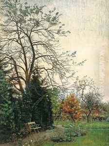 Gartenblick Mit Jugendstilbank by Anna Plate