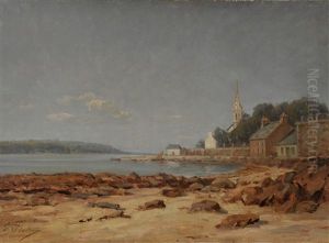 Paysage Breton, Village Au Bord De L"estuaire, Aux Environs De Quimper