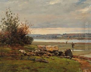 Paysage Breton, Aven Anime Par Des Pecheurs Aux Environs De Quimper