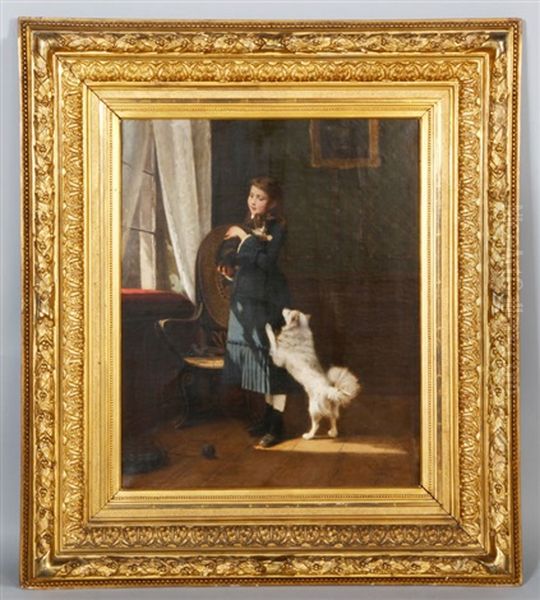 German Girl With Cat And Dog - view 1