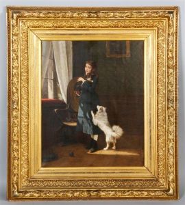 German Girl With Cat And Dog by Hermann Plathner