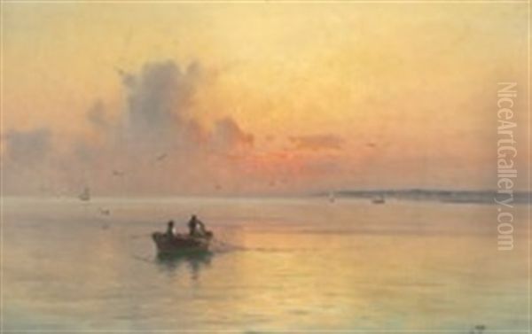 Russian Fishermen At Sea In The Early Morning - view 1