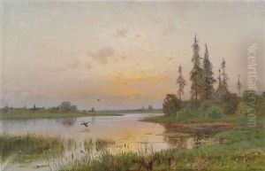 Weite Seelandschaft Bei Sonnenuntergang