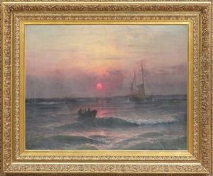 Solnedgang Over Havet by Semyon Sergeievich Platonov