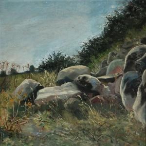 At A Stone Fence In Holte, Denmark by Einar Vilhelm Bogh