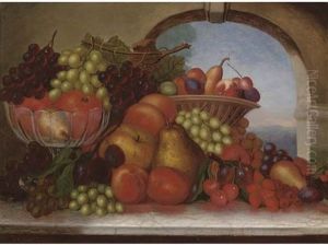 Summer Fruits On A Stone Ledge by James C. Platt