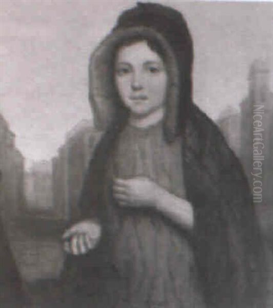 Young Girl Standing With City Of Charlestown Behind Her - view 1