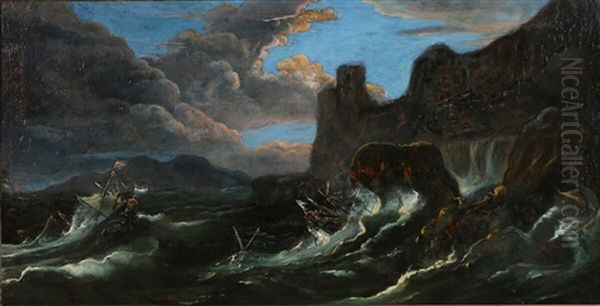 Wrecked Ships Off The Rocky Coastline - view 1