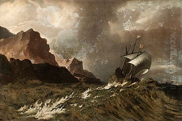 Hollandskflaggat Skepp I Storm - view 1