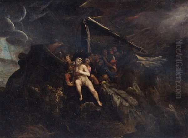 Jonah Being Thrown From The Boat To The Whale - view 1