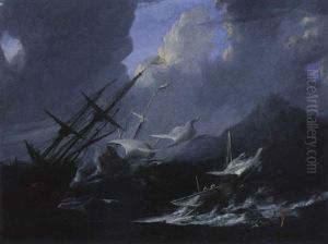 Seesturm An Felsiger Kuste by Matthieu Van Plattenberg