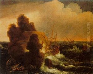 Ships Foundering Off A Stormy Coast
