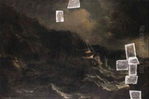 Storm On Rocky Coast With Ships In Distress