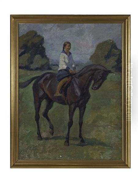 Girl On Horseback In A Landscape - view 1