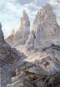 Blick Auf Die Vialletturme, Piatzturm, Deladoturm Und Winklerturm Im Rosengarten In Den Dolomiten