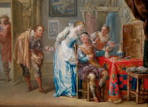 Der Liebesbrief (+ Das Gestorte Liebespaar; Pair) by Johann Georg Platzer